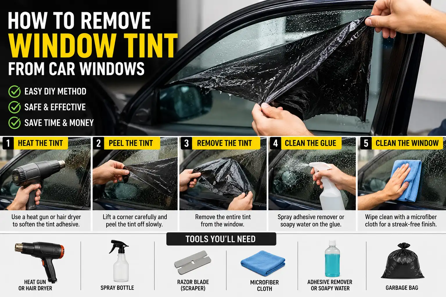 remove tinted glass